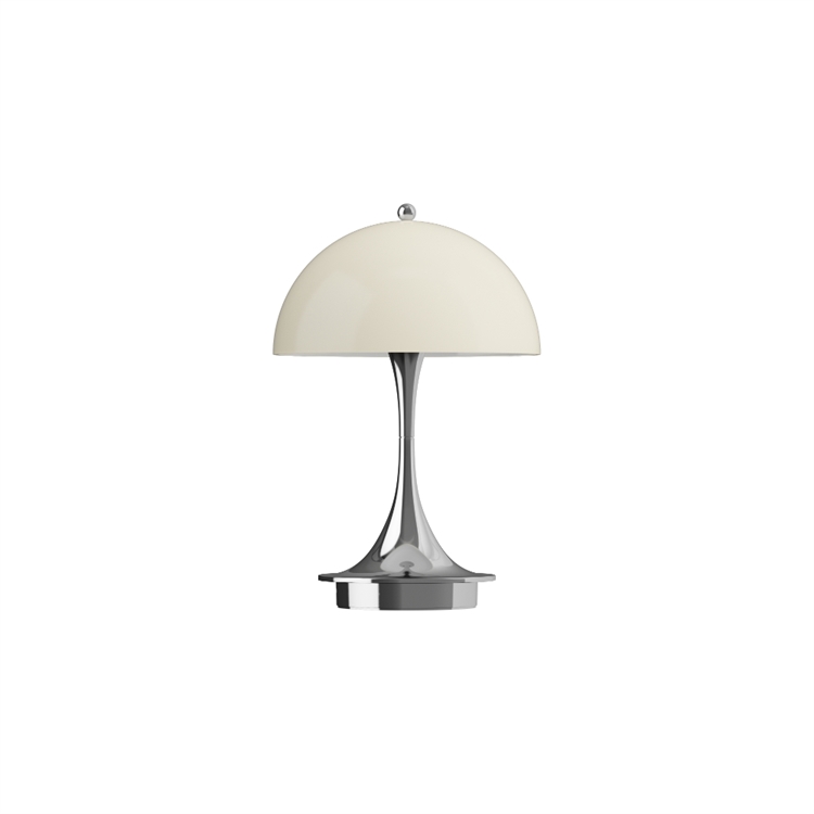 Louis Poulsen Panthella 160 Portable Bordlampe V3 Chrome & Beige Opal