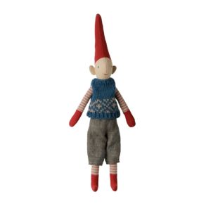 Maileg 2026 Tomte Strl. 1 Pojke - Bl� Stickad V�st