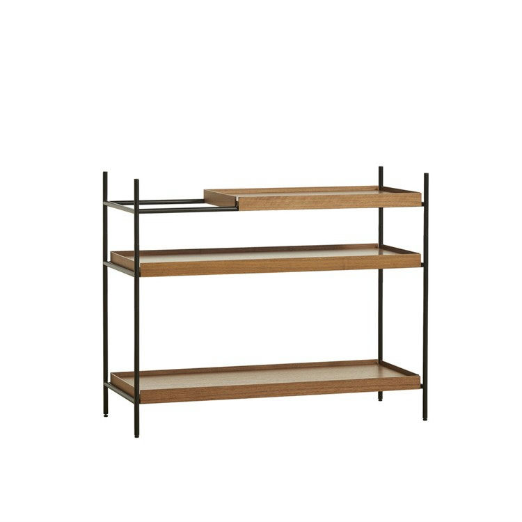 Woud Tray Shelf Reol Low Wide: 2 Walnut Short: 1 Walnut