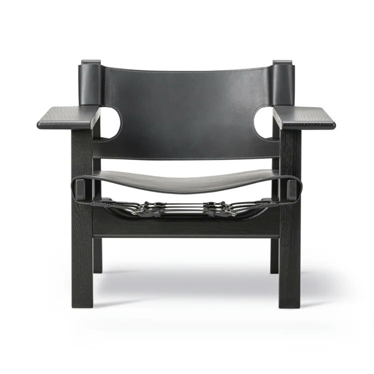 Fredericia Furniture Den Spanske Stol BM 2226 Leather Black/Oak Black Lacquered