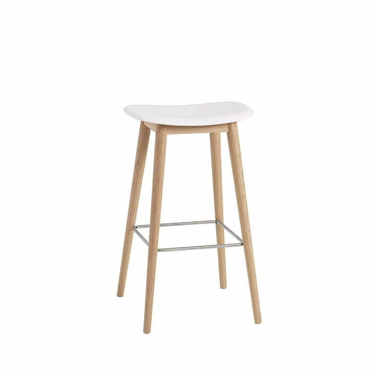 Muuto Fiber Barstol Træ Hvid Uden Ryglæn | Muuto Variant: 75 cm