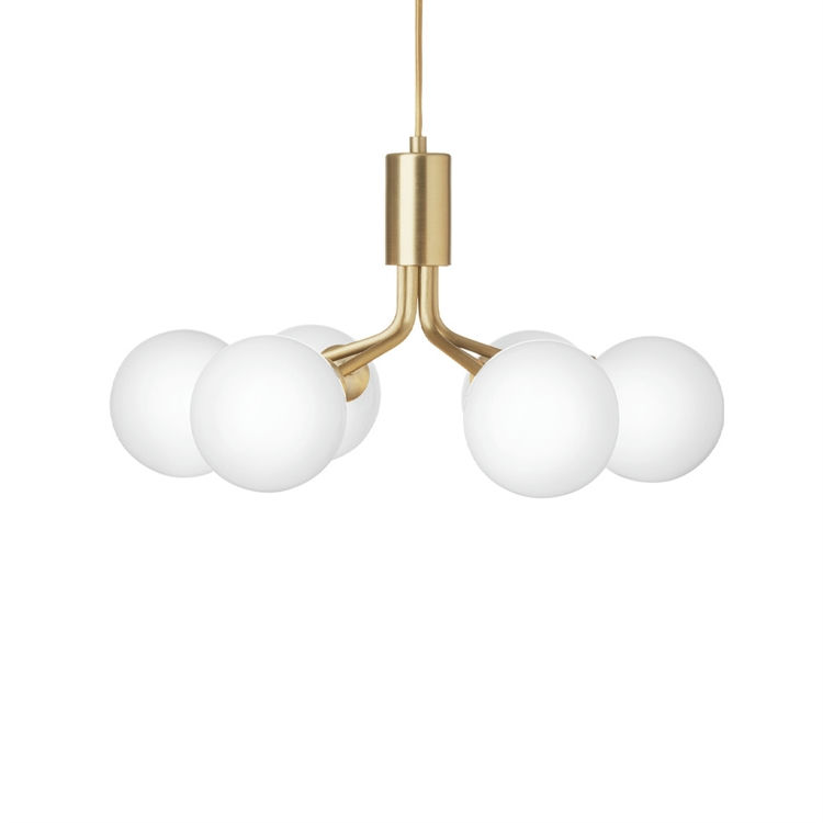 Nuura Apiales 6 Pendel Brushed Brass/Opal White