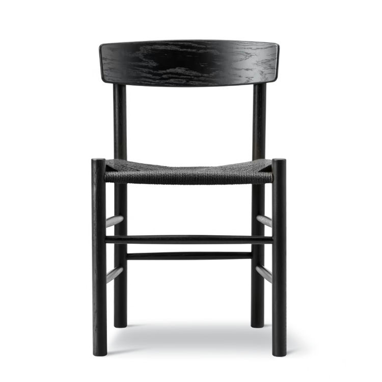 Fredericia Furniture J39 Folkestolen Spisebordsstol Oak Black Lacquer/Black Paper Cord