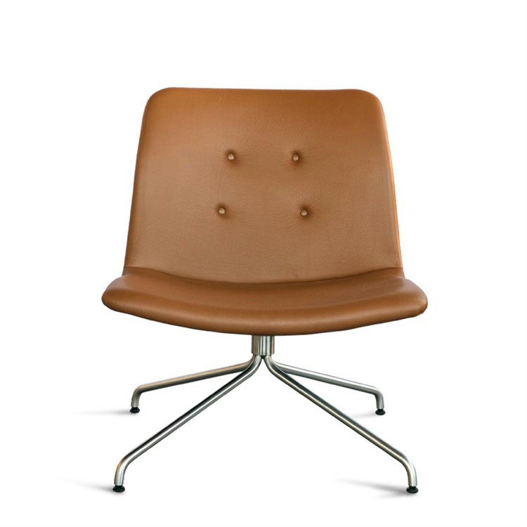 Bent Hansen Primum Lounge Stol U/Armlæn Rustfri/Cognac Zenso 2