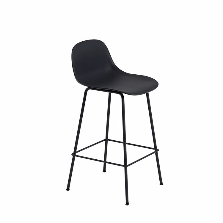 Muuto Fiber Barstol Stål Sort Ryglæn | Muuto Variant: 65 cm