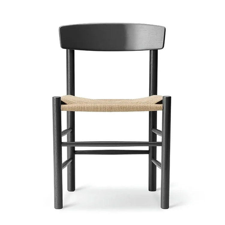 Fredericia Furniture J39 Folkestolen Spisebordsstol Oak Black Lacquer/Natural Paper Cord