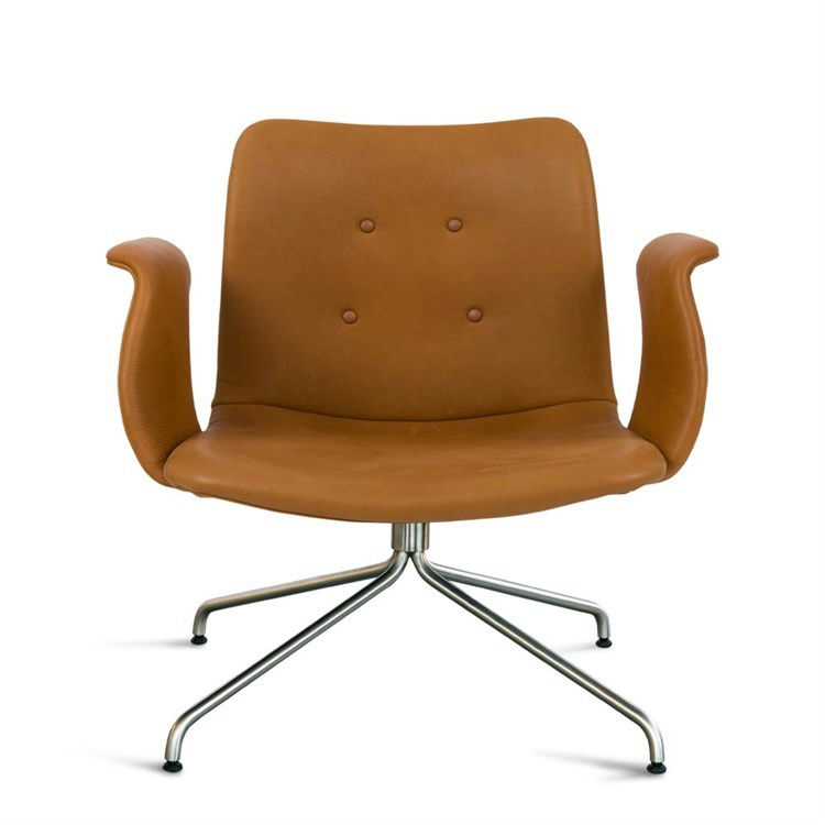 Bent Hansen Primum Lounge Stol M/Armlæn Rustfri/Cognac Zenso 2