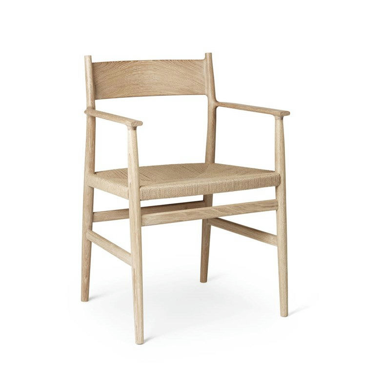 Brdr. Krüger Arv Spisebordsstol m/armlæn White Oiled Oak Solid Backrest