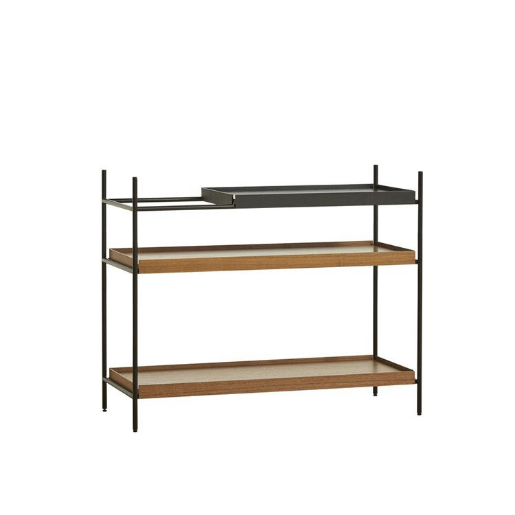 Woud Tray Shelf Reol Low Wide: 2 Walnut Short: 1 Black