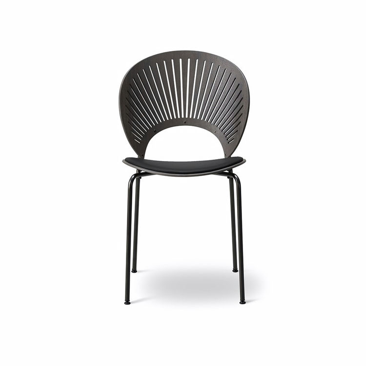 Fredericia Furniture Trinidad Stol m/Sædepolstring Gråbejdset Eg m/Læder 301 Black Flint