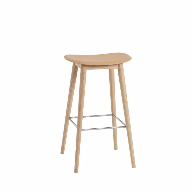 Muuto Fiber Barstol Træ Ochre Uden Ryglæn | Muuto Variant: 75 cm