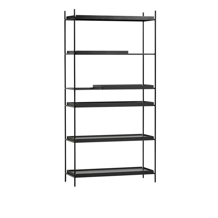 Woud Tray Shelf Reol High Wide: 4 Black Short: 2 Black