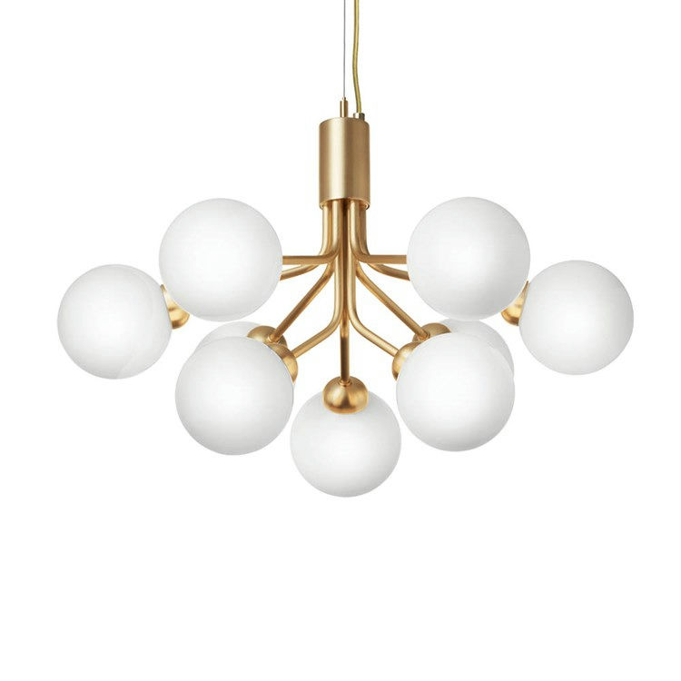 Nuura Apiales 9 Pendel Brushed Brass/Opal White